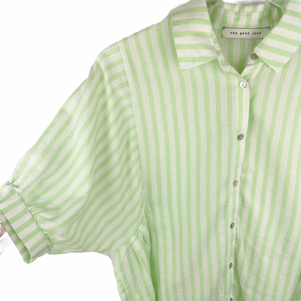 NWT THE GOOD JANE Baby Leaf Sky Mint Stripe Top L - Picture 7 of 8
